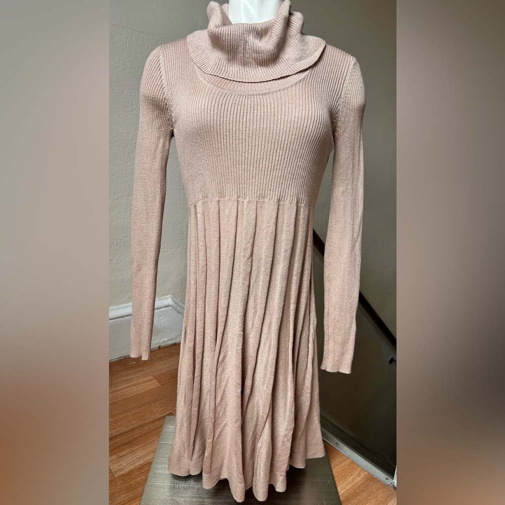 Calvin Klein Metallic Beige Knit Dress